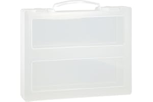 SAYEEC Portable Project Case Clear File Storage Box with Handle Plastic Storage Container Stackable Flat Storage Bin Scrapboo