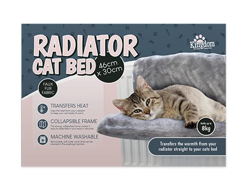 Gem Imports Faux Fur Cat Radiator BedCollapsible Warm Cosy Pet Hanging BedComfortable Washable Fleece Cover - Ideal For Cats Kitten Dogs Puppies, Grey