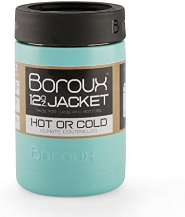 Boroux Jacket-Personal Insulated Can Cooler-Made of Double Wall Vacuum Sealed Stainless Steel with No Slip Grip Technology. Keep your Beer or Beverage Cold for Hours - Seafoam Green