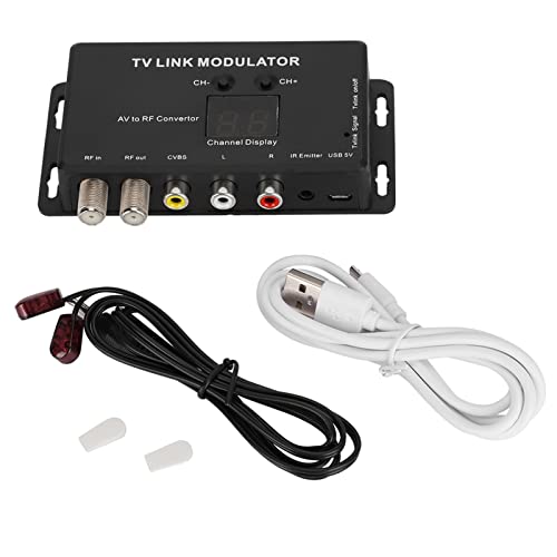 Zerone Modulator, IR Modulator AV to RF Converter TV LINK TM70 UHF Modulator AV to RF Converter with Channel Display IR Extender for Local CATV System