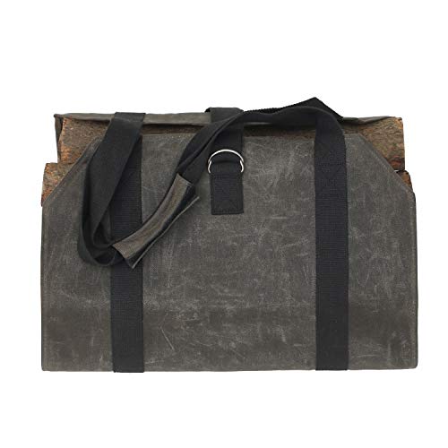 Elezay Waxed Canvas Toto Bag Firewood Log Carrier Outdoor Indoor Holders Fireplace