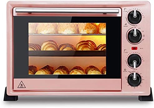 STBD-Electric Oven Set, Desktop Multi-Function Oven, Including Enamel Baking Tray, Rotating Grilling Fork, Grilling Net, Grilling Fork Bracket, Anti-Scalding Tray Handle, Slag Tray, 36l, Pink