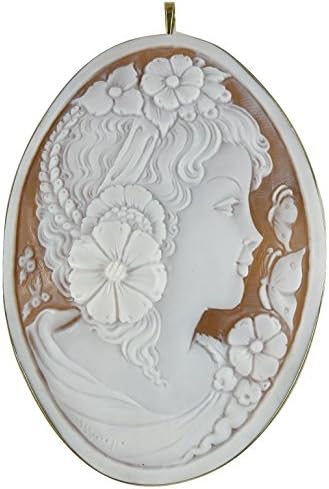 Cameo 80 MM x 56.2 MM Sardonyx Shell Lady Pin and Pendant 14K Yellow Gold