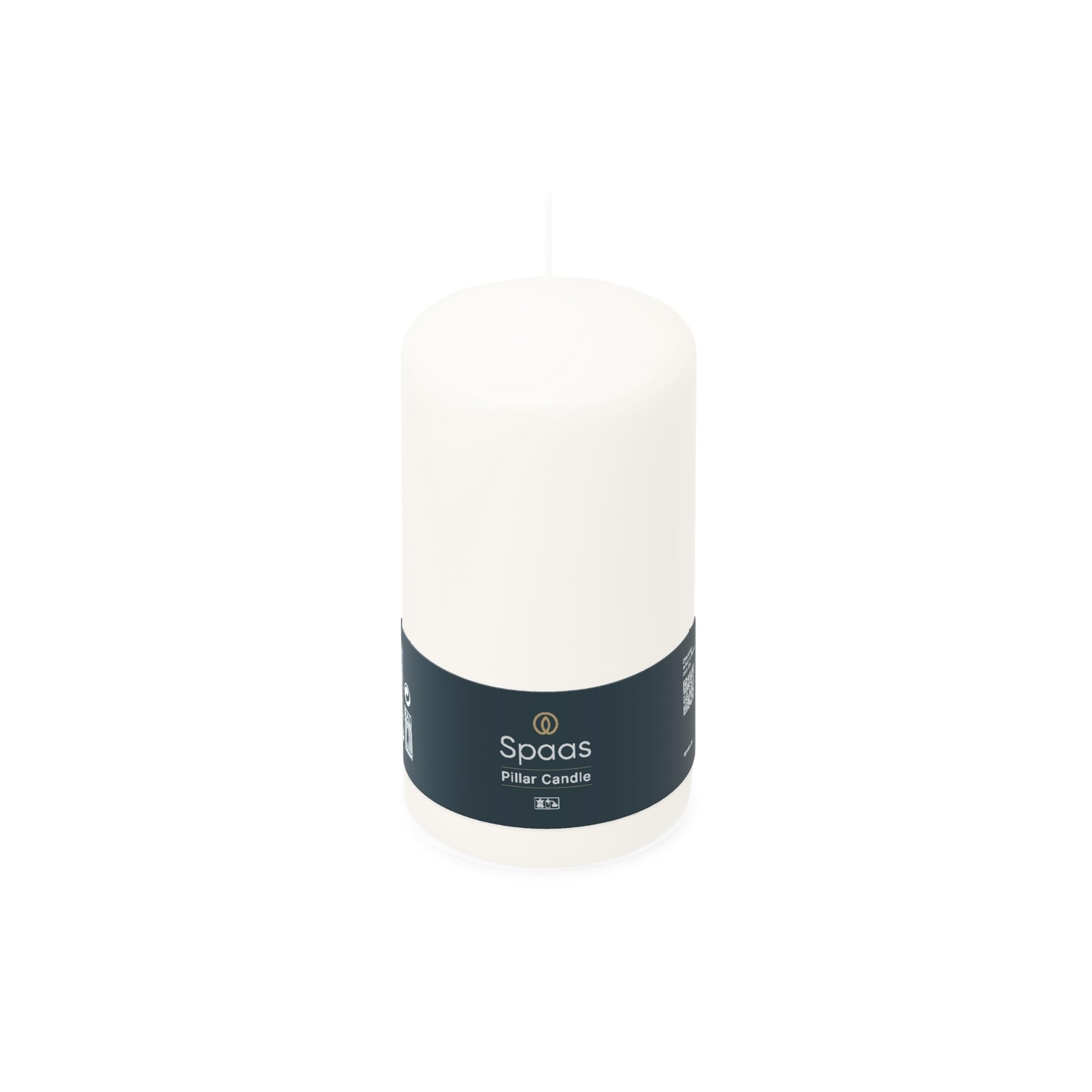 Spaas Unscented Pillar Candle 80/150 mm, 70 Hours, White