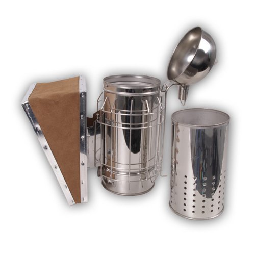 Bee Smoker - German Design for Beekeeper Heavy Duty Stainless Steel with Oxygenator Fuel Tank Insert (Large)