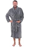Alexander Del Rossa Mens Fleece Robe, Shawl Collar Bathrobe