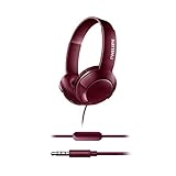 Philips Bass+ SHL3075 Closed-Back Headphones with Mic (Red)