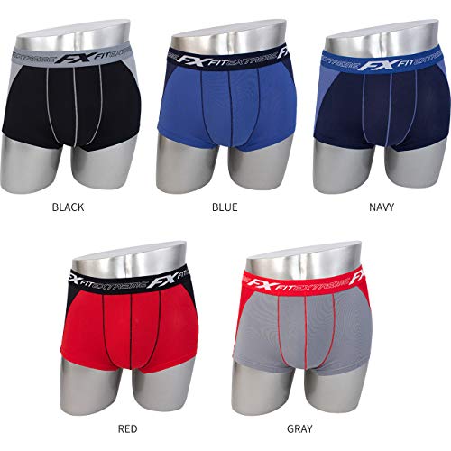 FITEXTREME Mens 5 Pack 2Way Mesh Cool Sporty Performance Short Boxer Briefs L