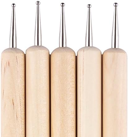Winbang 5Pcs 2 Way Wooden Dotting Pen Tool Nail Art Dot Dotting Tools