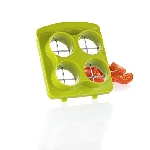 Vegetable and Fruit Chopper,4 IN 1,vegetable slicer and cube with Grape & Tomatoe Slicer, 1/2 & 1/4 Cut, Adjustable Slicer & Dicer With Storage Container and Non-Skid Base, By Tiabo