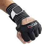 Spartan Race OCR Slit Grip Gloves by Fit Four | Obstacle Course Racing & Mud Run Hand Protection | Wrist Support With Slit for Fitness Watch (Black/Red, Medium)