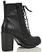 SODA Women's Malia Faux Leather Lace Up Chunky Ankle Boot