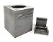 Perimeter Line Modern Rustic Gray Cube Tissue Box Cover with Slide-Off Top and Small Trinket Box