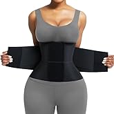 Waist Trainer belt Cincher Trimmer Ab Belt Tummy Control Body Shaper with Triple Wrap Women and Men.(Workout and back support) Black