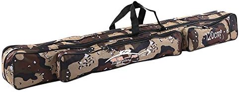 Lixada1 Fishing Tackle Bag, Portable Fishing Rod Case Folding Double Layer Large Capacity Fishing Pole Rod Reel Storage Bag 80cm / 100cm, Camouflage