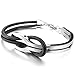 Men,Women's Stainless Steel Genuine Leather Bracelet Bangle Cuff Silver Black Infinity Love Sign Elegant