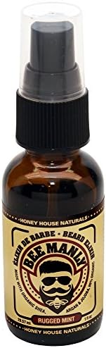 Honey House Naturals Bee Manly Beard Elixir - Rugged Mint Scent - 1 ounce Spray Bottle - All Natural Ultra Moisturizing Beard Elixir Infused with Essential Oils - Made in the USA