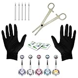 Body Piercing Kit 14 Gauge Professional Piercing Kit for Belly Button 14G - 15 Pieces