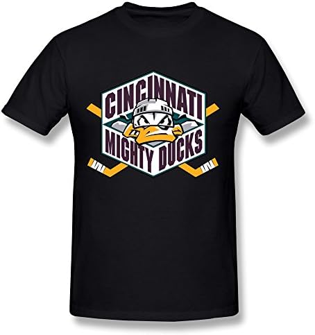 HUAYUANDA Men's Cincinnati Mighty Ducks Logo T-shirt XXL Black