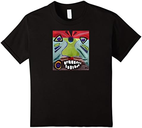 unisex-child Native tribal totem primitive war paint face mask T-shirt 10 Black