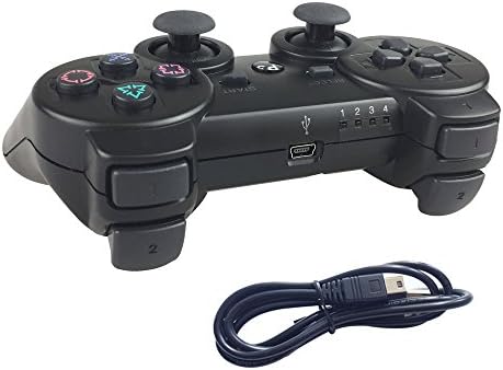 Deloke Wireless Bluetooth Controller For PS3 Double Shock - Bundled with USB charge cord (Black1)