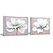 Flower Wall Art Decor Modern Framed Floral Canvas Painting Picture with Hand Painted Texture for Living Room Bedroom Bathroom Girl Room White and Pink 12x16 x 2 Piece/Set