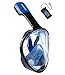 UooCooL 180° Full Face Snorkel Mask- Panoramic view Snorkeling Mask For Adults And Kids, Breathe freely With Anti Fog And Anti Leak Design, See More with a Larger Viewing Area (Black-Blue, S/M)