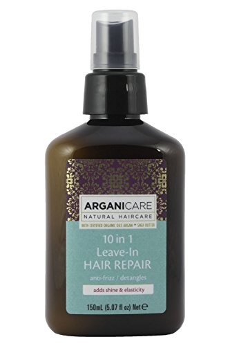Arganicare 10 in 1 Leave-In Hair Repair, Protects, Anti-Frizz, Detangles and Adds shine and elasticity. With Certified Organic Argan Oil.