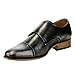 Beston EA28 Men's Double Monk Strap Slip On Dress Shoes