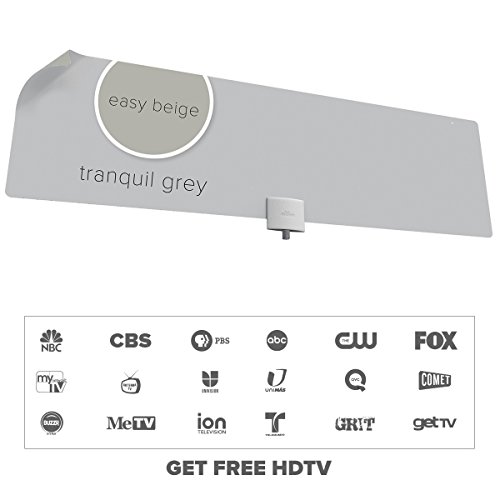 Mohu Chroma Indoor Amplified TV Antenna, 65Mile Range, UHF/VHF Multi