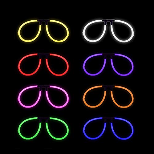 Lumistick Aviator Glow Eyeglasses | Light Up Neon Glow Eyewear | Illuminating Eye-catching Party Wear | Non-Toxic & Kids Safe Light Up Fluorescent Specs with Connectors (Assorted, 50 Eyeglasses)