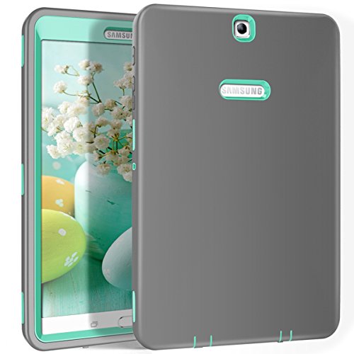 Galaxy Tab S2 9.7 Case, PIXIU [Heavy Duty] Case for Samsung Galaxy Tab S2 9.7 SM-T810/T815/T813N/T819N Tablet Rugged Hybrid Protective Cover without Screen Protector (Grey/Mint Green)