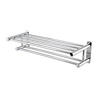 EBTOOLS Bathroom Towel Bar, Stainless Steel Towel Rack Solid Polished Chrome Towel Rack Luxury Wall Towel Shelf Home Hotel