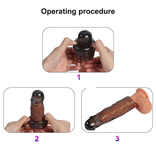 LUOWAN-3-PCS-Preservativo-Maschile-In-Lattice-Trasparente-Nero-Contraccezione-Sicura-Fallica-Realistica-Profilassi-In-Lattice-Dispositivo-Contraccettivo-Di-Coppia-Riutilizzabile-Misure-Differenti