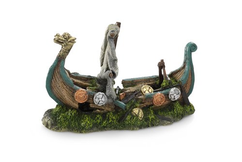 Aqua Della Viking Boat Aquarium Decoration, 25.5 x 10.5 x 16.5 cm