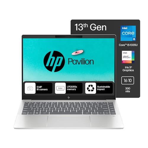 HP Pavilion Plus, 13th Gen Intel Core i5-1335U Laptop, (16GB LPDDR5x,512GB SSD),IPS, 300 nits, 14''…