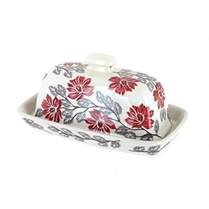 Blue Rose Polish Pottery Camellia Butter Dish