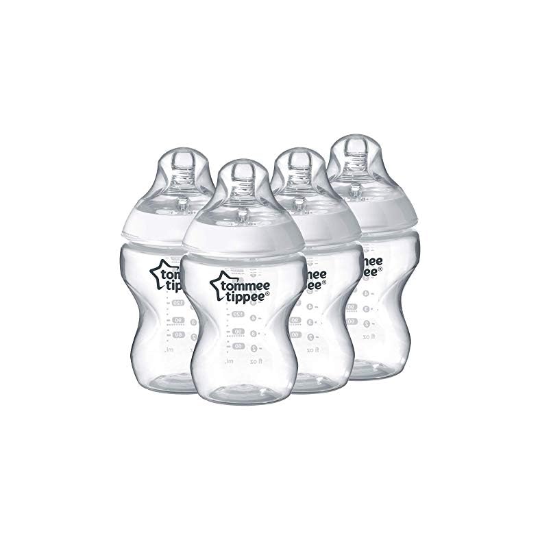 Tommee Tippee Closer To Nature Baby Bottles Slow Flow Breast-Like Nipple With Anti-Colic Valve (9oz, 4 Count)