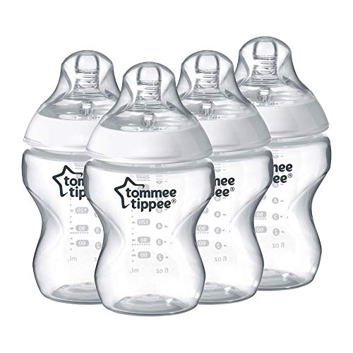 tommee tippee biberón closer to nature, anticólicos, tetina similar al pecho, sin bpa, flujo lento, 9 onzas , translúcido 