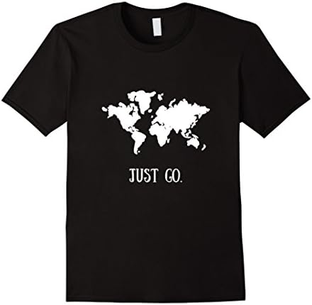 Mens JUST GO World Map Travel Shirt Large Black