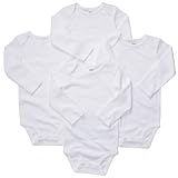 Carter's Unisex-Baby 4-Pack Long Sleeve Bodysuits - White - 9M