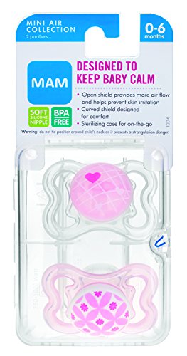 MAM Mini-Air Orthodontic Pacifier, Girl, 0-6 Months, 2-Count