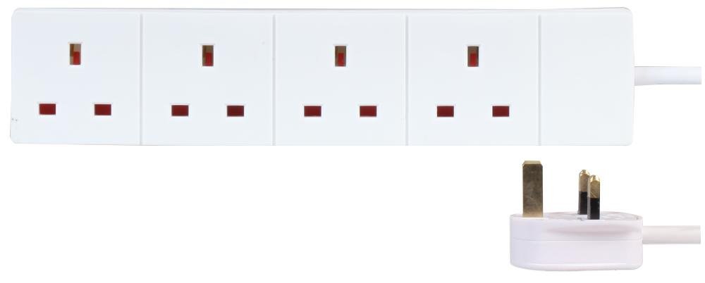 PRO ELEC PEL00511 4 Gang Extension Lead, White 3m