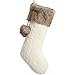 Gireshome Christmas Ivory Cable Knit Faux Fur Cuff with Ball Decoration Christmas Stockings Xmas Tree Decor Festival Party Ornament 10
