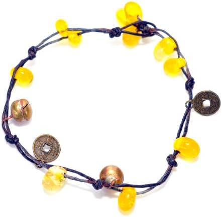 Ankle Bracelet Yellow Beads handmade bohemian boho vintage hippie fashion yoga jewelry anklets (10")