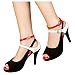 getmorebeauty Women's Snake Stripe Ankle Straps Dress Heeled Sandals (US 10, Red Belt)