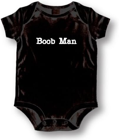 Attitude Rompers "Boob Man" Baby Romper Onesie; 6-9 Months-Black