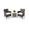 MIERES Outdoor Patio Furniture Sets, 3 Pieces Rattan Wicker Chairs, Garden Lawn Conversation with Cushioned and Glass…