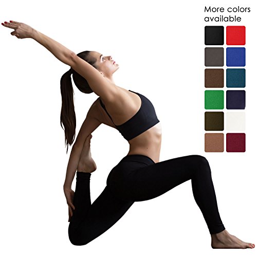 VIV Collection Signature Leggings Yoga Waistband Soft and Strong Tension w/Hidden Pocket (M, Black)