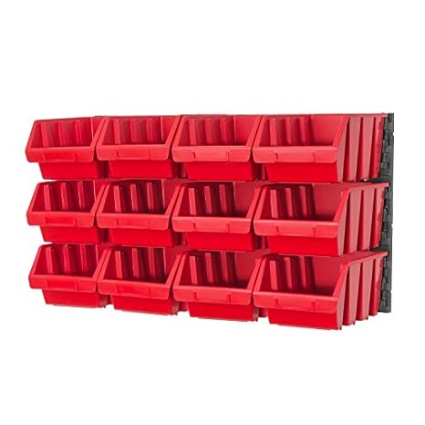 14 teiliges Wandregal Lagerregal Regale inkl. Stapelboxen Gr. 3 rot